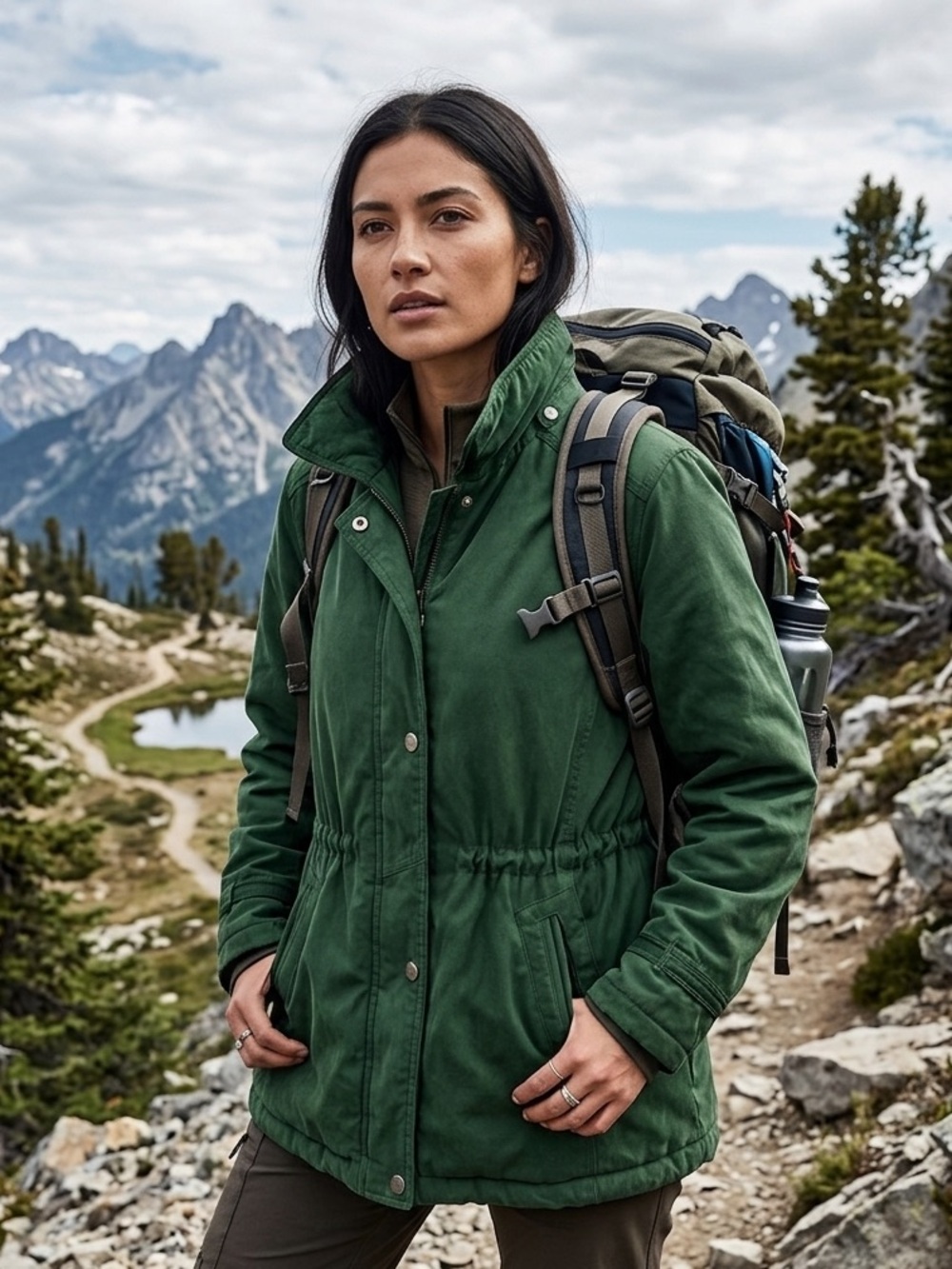 Gorpcore- London Fog Suede Green Cinch-Waist Utility Jacket